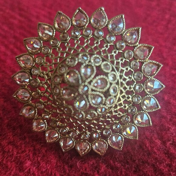 Adjustable Ring Gold Plated Indian Bollywood Style Kundan Jewelry - Picture 2 of 3